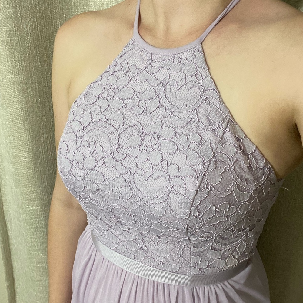 David’s bridal bridesmaids dress. Floor length.